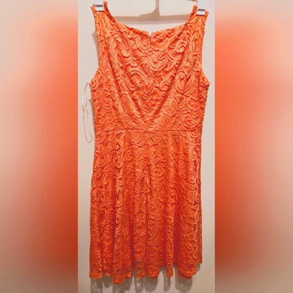 Dressystar Women Floral Lace Short Party Dress - size 2XL, Coral - Picture 5 of 8